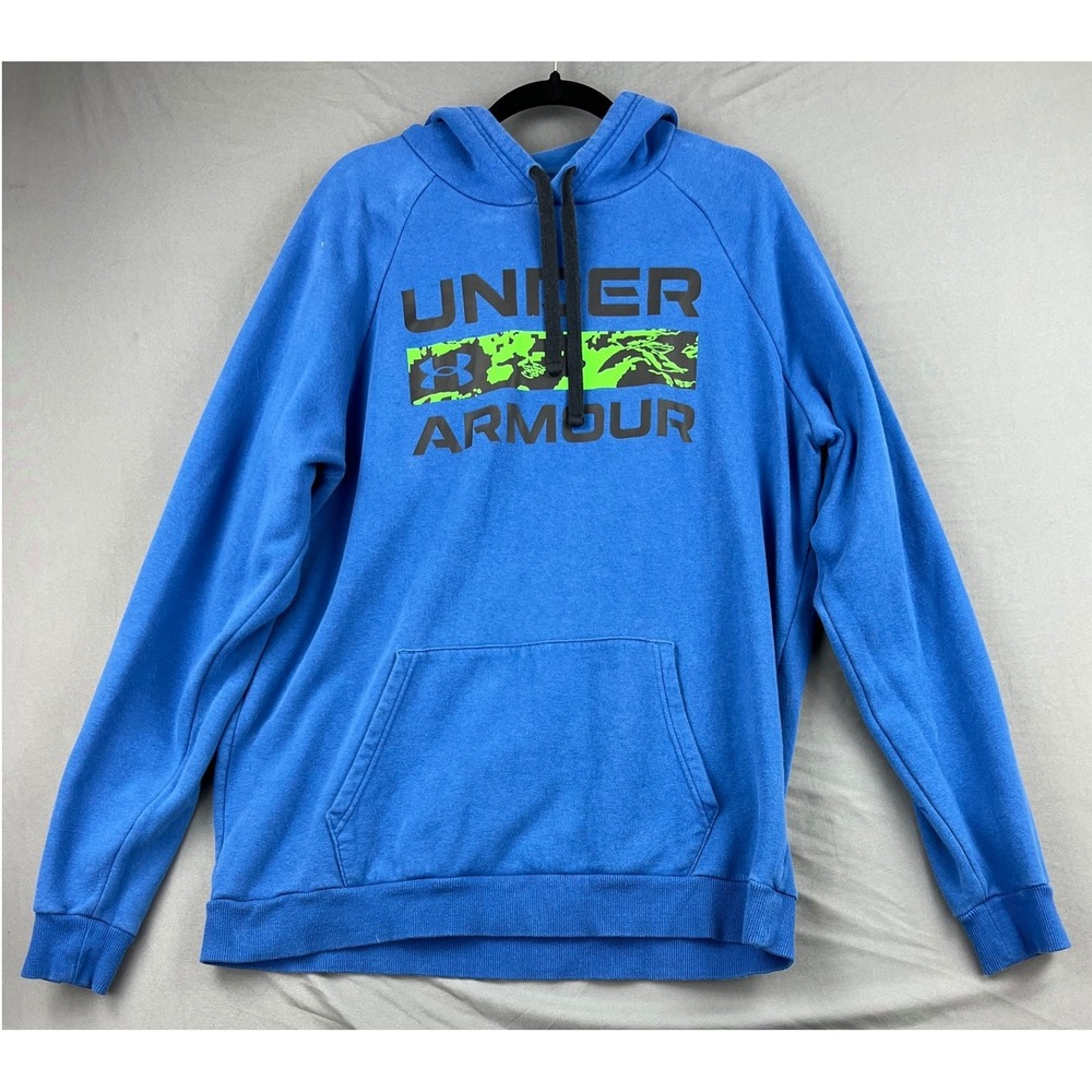 Under Armour Hoodie Mens XLT Blue Good Graphic Logo Pullover Sweatshirt Tall
